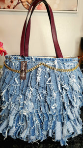 Denim Fringe Tote